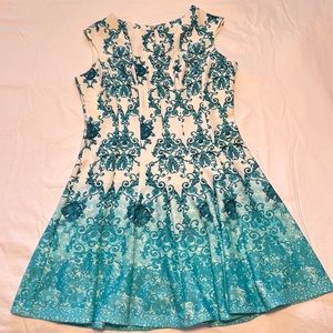 Danny & Nicole Petite Turquoise Flared Dress